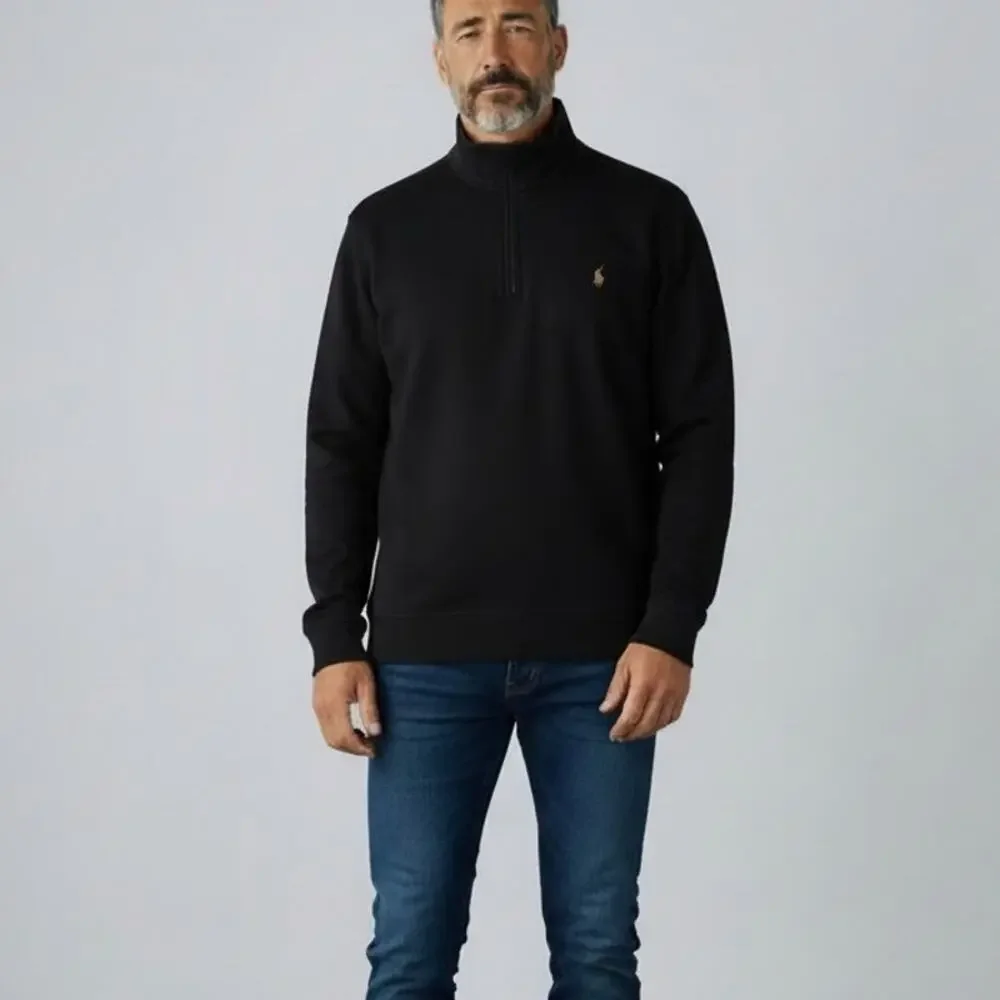Polo Ralph Lauren Estate Rib Quarter Zip Pullover NWT Mens Sz XXL Black Cotton